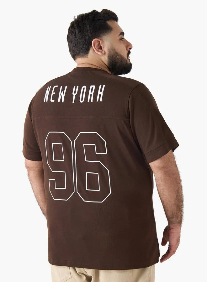 ماكسيم Men Regular Fit V-neck Short Sleeve Red Bull New York Print T-shirt